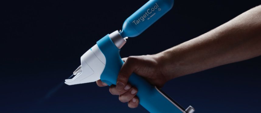 TargetCool handpiece held by a practitioner