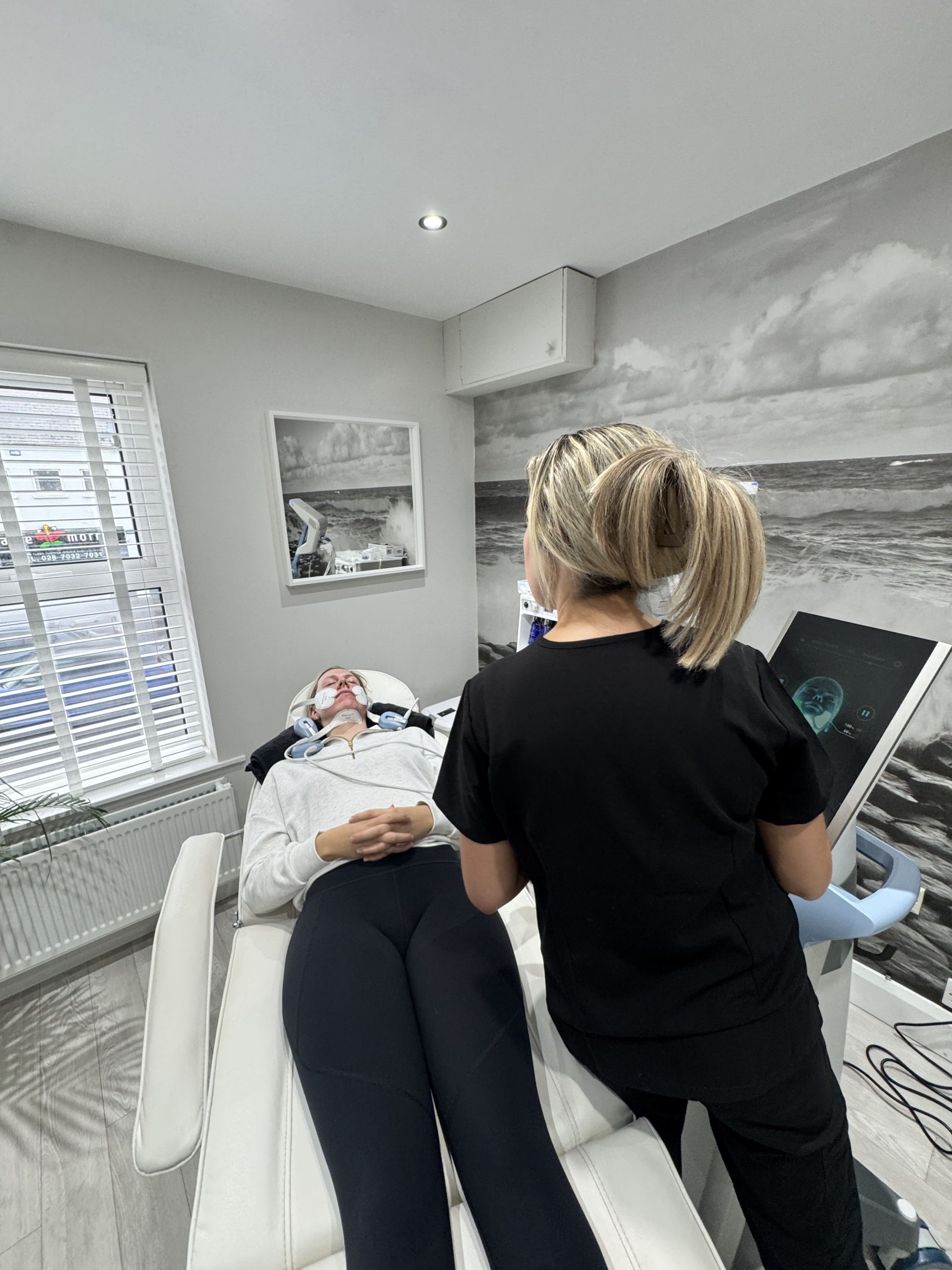 EMFACE facial toning treatment in progress in an A Aesthetics treatment room