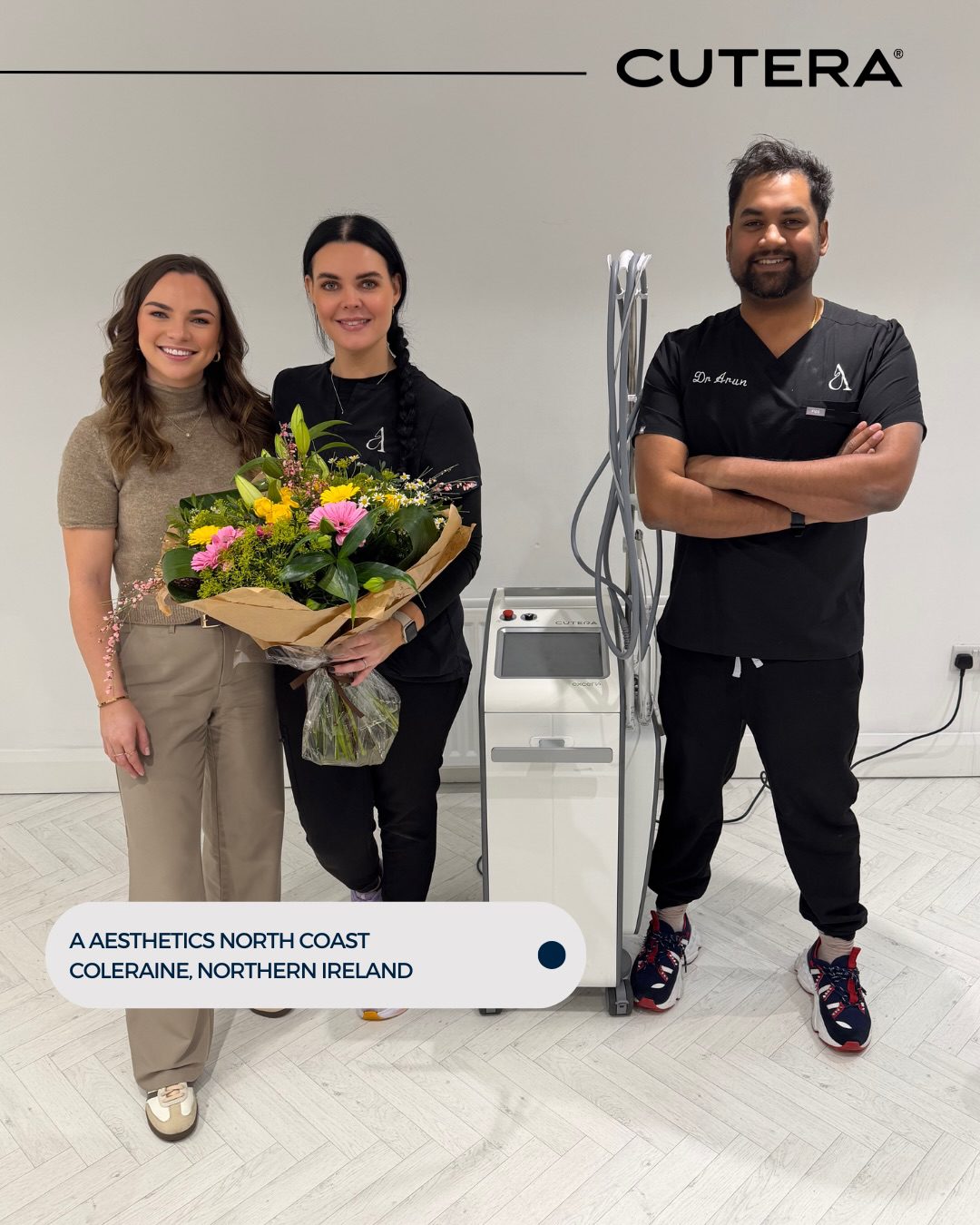 Dr Arun and the A Aesthetics team with the clinic’s Cutera Excel V+ laser
