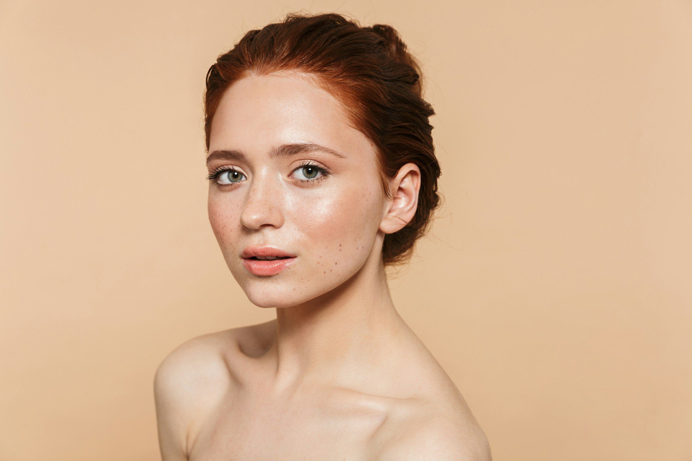 Woman with clear, natural-looking skin